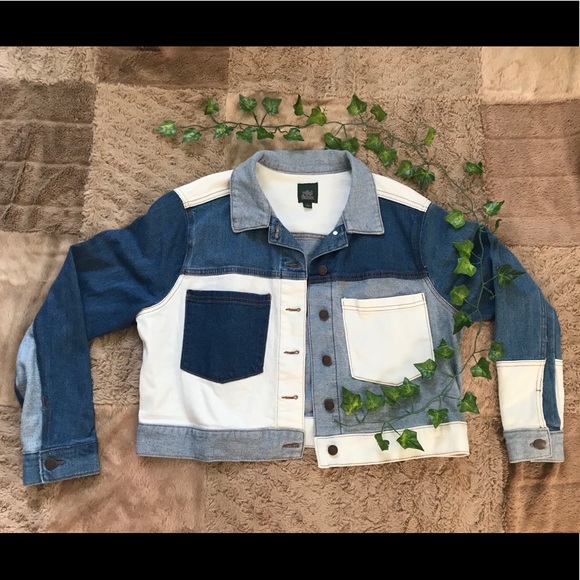 wild fable Jackets & Blazers - Cropped Denim Patchwork Jacket